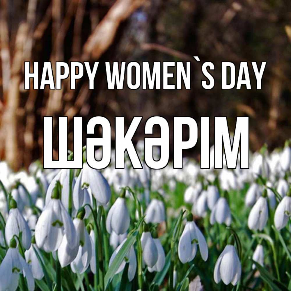 Greetings card с именем, ШӘКӘРІМ happy women`s day с подснежниками 1 Greetings with text for free download 